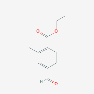 molecular formula C11H12O3 B8654637 Benzoic acid, 4-formyl-2-methyl-, ethyl ester 