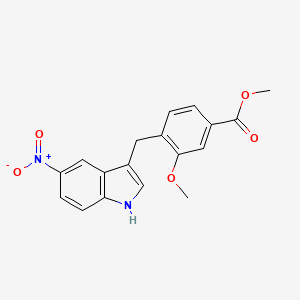 molecular formula C18H16N2O5 B8654731 3-(2-Methoxy-4-methoxycarboxybenzyl)-5-nitroindole CAS No. 107786-36-7