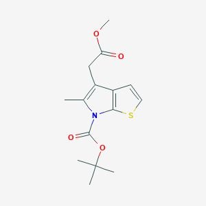 molecular formula C15H19NO4S B8656561 tert-Butyl 4-(2-methoxy-2-oxoethyl)-5-methyl-6H-thieno[2,3-b]pyrrole-6-carboxylate 