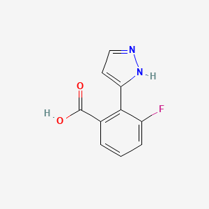 molecular formula C10H7FN2O2 B8656653 3-fluoro-2-(1H-pyrazol-5-yl)benzoic acid 