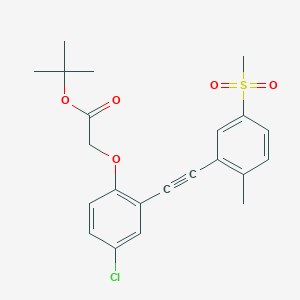 molecular formula C22H23ClO5S B8656691 Tert-butyl(4-chloro-2-{[2-methyl-5-(methylsulfonyl)phenyl]ethynyl}phenoxy)acetate 