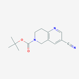 molecular formula C14H17N3O2 B8656848 tert-butyl 3-cyano-7,8-dihydro-5H-1,6-naphthyridine-6-carboxylate 