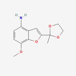 molecular formula C13H15NO4 B8657188 7-Methoxy-2-(2-methyl-1,3-dioxolan-2-yl)benzofuran-4-amine CAS No. 652158-94-6