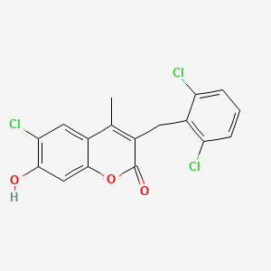 molecular formula C17H11Cl3O3 B8657910 3-(2,6-dichloro-benzyl)-6-chloro-7-hydroxy-4-methyl-2H-chromen-2-one 