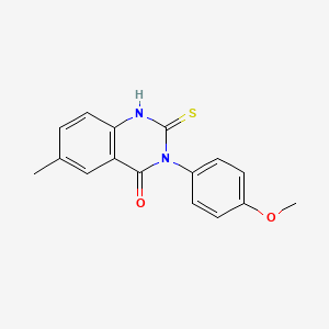 molecular formula C16H14N2O2S B8658314 2-mercapto-3-(4-methoxyphenyl)-6-methyl-4(3H)-quinazolinone CAS No. 117106-09-9
