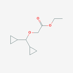 molecular formula C11H18O3 B8658347 Ethyl (dicyclopropylmethoxy)acetate CAS No. 118285-30-6