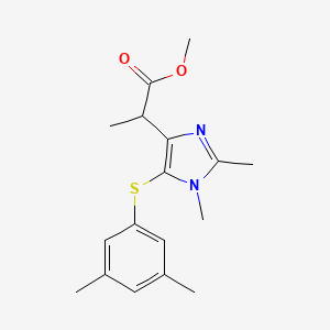 molecular formula C17H22N2O2S B8658522 Methyl 2-(1,2-dimethyl-5-(3,5-methylphenylthio)-1H-imidazol-4-yl)propionate CAS No. 178979-89-0