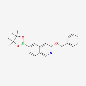 molecular formula C22H24BNO3 B8658572 3-(Benzyloxy)-6-(4,4,5,5-tetramethyl-1,3,2-dioxaborolan-2-yl)isoquinoline 
