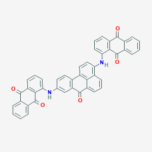 molecular formula C45H24N2O5 B086589 9,10-Anthracenedione, 1,1'-((7-oxo-7H-benz(de)anthracene-3,9-diyl)diimino)bis- CAS No. 129-22-6