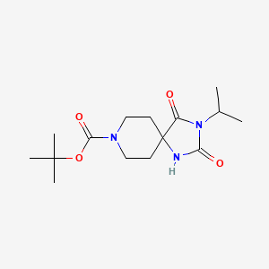 molecular formula C15H25N3O4 B8659319 tert-Butyl 2,4-dioxo-3-(1-methylethyl)-1,3,8-triaza-8-spiro[4.5]decanecarboxylate 
