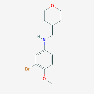 molecular formula C13H18BrNO2 B8659756 3-Bromo-4-methoxy-N-[(oxan-4-yl)methyl]aniline 