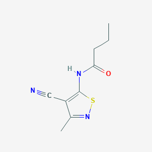 molecular formula C9H11N3OS B8660338 N-(4-cyano-3-methyl-1,2-thiazol-5-yl)butanamide CAS No. 162702-06-9