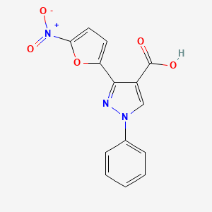 molecular formula C14H9N3O5 B8660874 3-(5-Nitrofuran-2-yl)-1-phenyl-1H-pyrazole-4-carboxylic acid CAS No. 61620-93-7