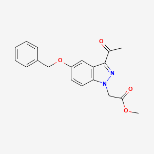 molecular formula C19H18N2O4 B8661576 Methyl 2-(3-acetyl-5-(benzyloxy)-1H-indazol-1-yl)acetate 