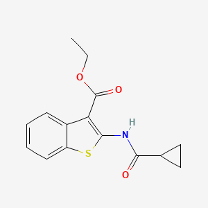 molecular formula C15H15NO3S B8661738 Ethyl 2-(cyclopropanecarboxamido)benzo[b]thiophene-3-carboxylate 