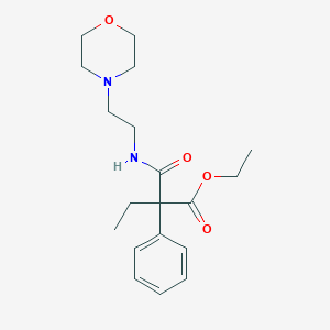 molecular formula C19H28N2O4 B008662 2-Ethyl-N-(2-morpholinoethyl)-2-phenyl-malonamic acid ethyl ester CAS No. 101756-21-2
