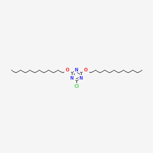 molecular formula C27H50ClN3O2 B8662110 1,3,5-Triazine, 2-chloro-4,6-bis(dodecyloxy)- CAS No. 60717-06-8