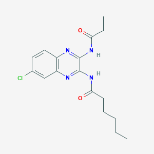molecular formula C17H21ClN4O2 B8662786 N-(7-Chloro-3-propionamidoquinoxalin-2-yl)hexanamide CAS No. 61929-12-2