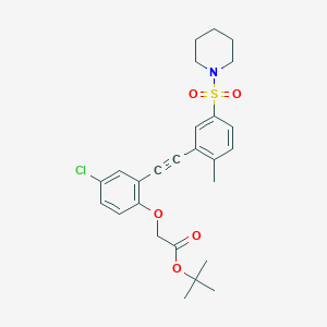 Tert-butyl(4-chloro-2-{[2-methyl-5-(piperidin-1-ylsulfonyl)phenyl]ethynyl}phenoxy)acetate