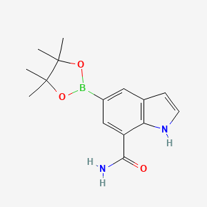 molecular formula C15H19BN2O3 B8663032 5-(4,4,5,5-tetramethyl-1,3,2-dioxaborolan-2-yl)-1H-indole-7-carboxamide 