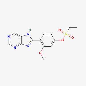 molecular formula C14H14N4O4S B8663124 3-Methoxy-4-(7H-purin-8-yl)phenyl ethanesulfonate CAS No. 89454-26-2