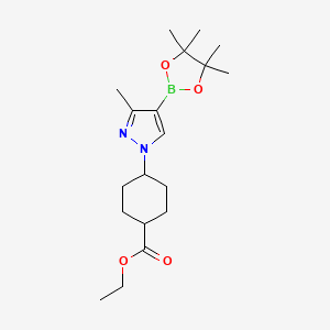 trans-Ethyl 4-(3-methyl-4-(4,4,5,5-tetramethyl-1,3,2-dioxaborolan-2-yl)-1H-pyrazol-1-yl)cyclohexanecarboxylate