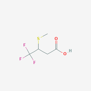 molecular formula C5H7F3O2S B8663583 4,4,4-Trifluoro-3-(methylthio)butanoic acid 