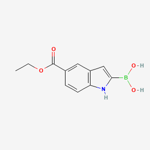 molecular formula C11H12BNO4 B8664003 2-(Dihydroxyboryl)-1H-indole-5-carboxylic acid ethyl ester 