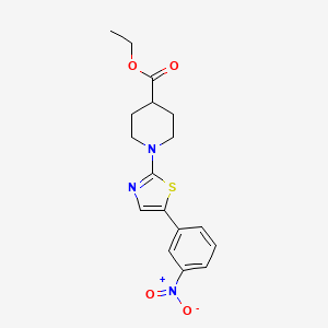 molecular formula C17H19N3O4S B8664402 Ethyl 1-[5-(3-nitrophenyl)-1,3-thiazol-2-yl]piperidine-4-carboxylate 