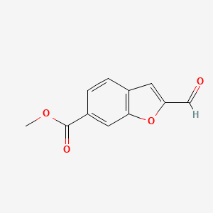 molecular formula C11H8O4 B8664689 Methyl 2-formyl-1-benzofuran-6-carboxylate 