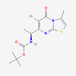 molecular formula C14H18BrN3O3S B8664751 tert-butyl N-[(1S)-1-{6-bromo-3-methyl-5-oxo-5H-[1,3]thiazolo[3,2-a]pyrimidin-7-yl}ethyl]carbamate 