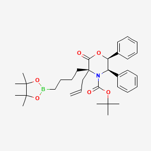 molecular formula C34H46BNO6 B8665010 tert-Butyl (3R,5R,6S)-3-allyl-2-oxo-5,6-diphenyl-3-(4-(4,4,5,5-tetramethyl-1,3,2-dioxaborolan-2-yl)butyl)morpholine-4-carboxylate 