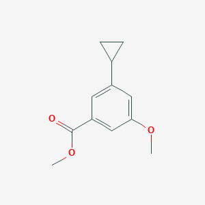 molecular formula C12H14O3 B8666283 Benzoic acid, 3-cyclopropyl-5-methoxy-, methyl ester 