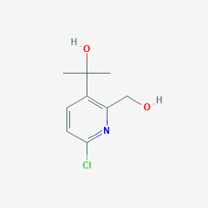 molecular formula C9H12ClNO2 B8666309 2-[6-Chloro-2-(hydroxymethyl)pyridin-3-yl]propan-2-ol 