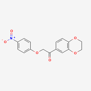 molecular formula C16H13NO6 B8667484 1-(2,3-Dihydro-1,4-benzodioxin-6-yl)-2-(4-nitrophenoxy)ethan-1-one 