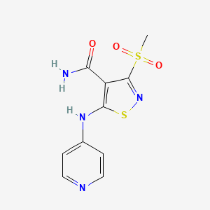 molecular formula C10H10N4O3S2 B8667657 3-(Methanesulfonyl)-5-[(pyridin-4-yl)amino]-1,2-thiazole-4-carboxamide CAS No. 651305-75-8