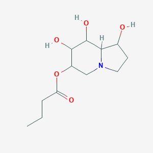 molecular formula C12H21NO5 B8667660 (1,7,8-Trihydroxy-1,2,3,5,6,7,8,8a-octahydroindolizin-6-yl) butanoate 