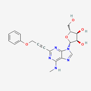 (4S,2R,3R,5R)-5-(hydroxymethyl)-2-[6-(methylamino)-2-(3-phenoxyprop-1-ynyl)purin-9-yl]oxolane-3,4-diol