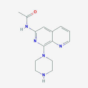 molecular formula C14H17N5O B8668803 N-(8-(Piperazin-1-yl)-1,7-naphthyridin-6-yl)acetamide CAS No. 114195-18-5