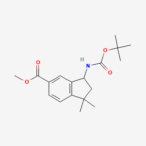 molecular formula C18H25NO4 B8668824 Methyl 3-((tert-butoxycarbonyl)amino)-1,1-dimethyl-2,3-dihydro-1H-indene-5-carboxylate 