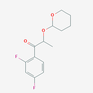 molecular formula C14H16F2O3 B8669377 1-Propanone, 1-(2,4-difluorophenyl)-2-[(tetrahydro-2H-pyran-2-YL)oxy]-,(2R)- 