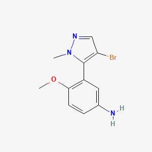 molecular formula C11H12BrN3O B8669723 3-(4-Bromo-1-methyl-1H-pyrazol-5-yl)-4-methoxyaniline 