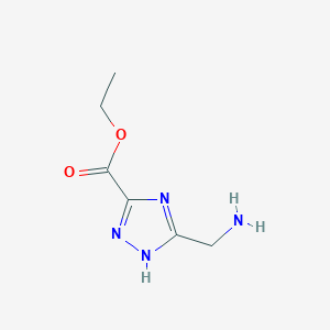molecular formula C6H10N4O2 B8669785 Ethyl 5-(aminomethyl)-1H-1,2,4-triazole-3-carboxylate 