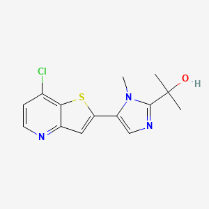 molecular formula C14H14ClN3OS B8669972 2-(5-(7-chlorothieno[3,2-b]pyridin-2-yl)-1-methyl-1H-imidazol-2-yl)propan-2-ol 