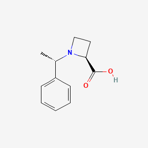 molecular formula C12H15NO2 B8670591 (2S)-1-[(1S)-1-Phenylethyl]-2-azetidinecarboxylic acid 