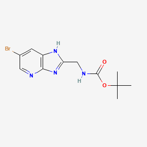 molecular formula C12H15BrN4O2 B8670948 tert-butyl N-({6-bromo-1H-imidazo[4,5-b]pyridin-2-yl}methyl)carbamate 