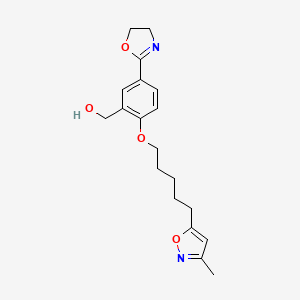 molecular formula C19H24N2O4 B8671373 Benzenemethanol, 5-(4,5-dihydro-2-oxazolyl)-2-((5-(3-methyl-5-isoxazolyl)pentyl)oxy)- CAS No. 105639-14-3
