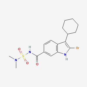 molecular formula C17H22BrN3O3S B8672121 2-Bromo-3-cyclohexyl-N-[(dimethylamino)sulfonyl]-1H-indole-6-carboxamide 