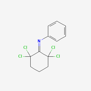 molecular formula C12H11Cl4N B8672544 Benzenamine, N-(2,2,6,6-tetrachlorocyclohexylidene)- CAS No. 123066-65-9