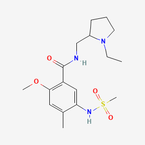 molecular formula C17H27N3O4S B8672680 N-((1-Ethylpyrrolidin-2-yl)methyl)-2-methoxy-4-methyl-5-(methylsulfonamido)benzamide CAS No. 68256-07-5